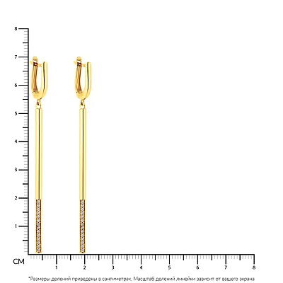 Золотые сережки-подвески в желтом цвете металла (арт. 107588ж)