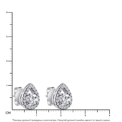 Сережки-пусети срібні "Крапельки" з фіанітами  (арт. 7518/6160)