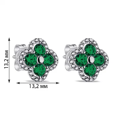 Срібні сережки з зеленими альпінітами (арт. 7518/6565аз)
