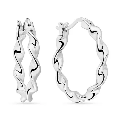 Срібні сережки-кільця з родіюванням  (арт. 7502/4598/20)