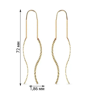 Золоті сережки-протяжки в жовтому кольорі металу (арт. 105516ж)
