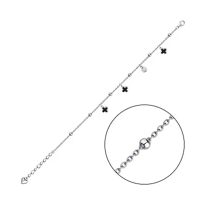 Срібний браслет з емаллю та фіанітами (арт. 7509/4077/6еч)