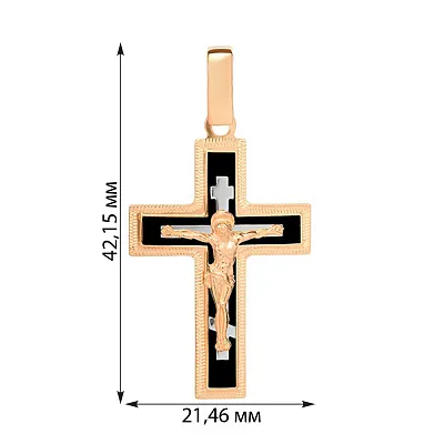 Золотий натільний хрестик з розп'яттям та емаллю (арт. 541131нчш)