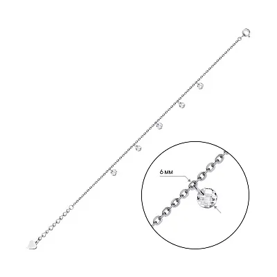 Срібний браслет з підвісками та фіанітами (арт. 7509/2774)