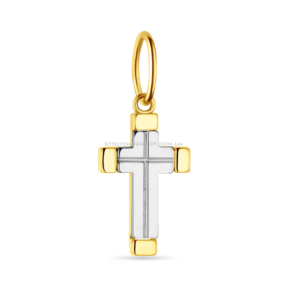 Хрестик з жовтого і білого золота без каміння  (арт. 424525жб) - цена