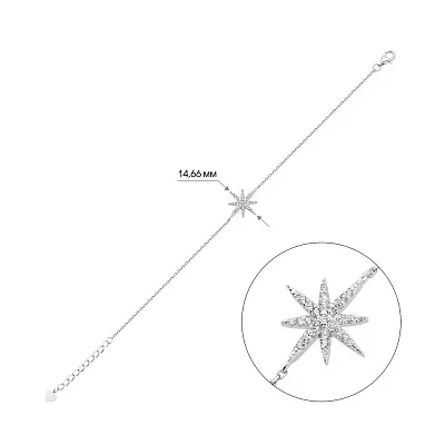 Срібний браслет "Полярна зірка" з фіанітами  (арт. 7509/3327)