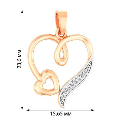 Золотой подвес &quot;Сердце&quot; с фианитами (арт. 440707)