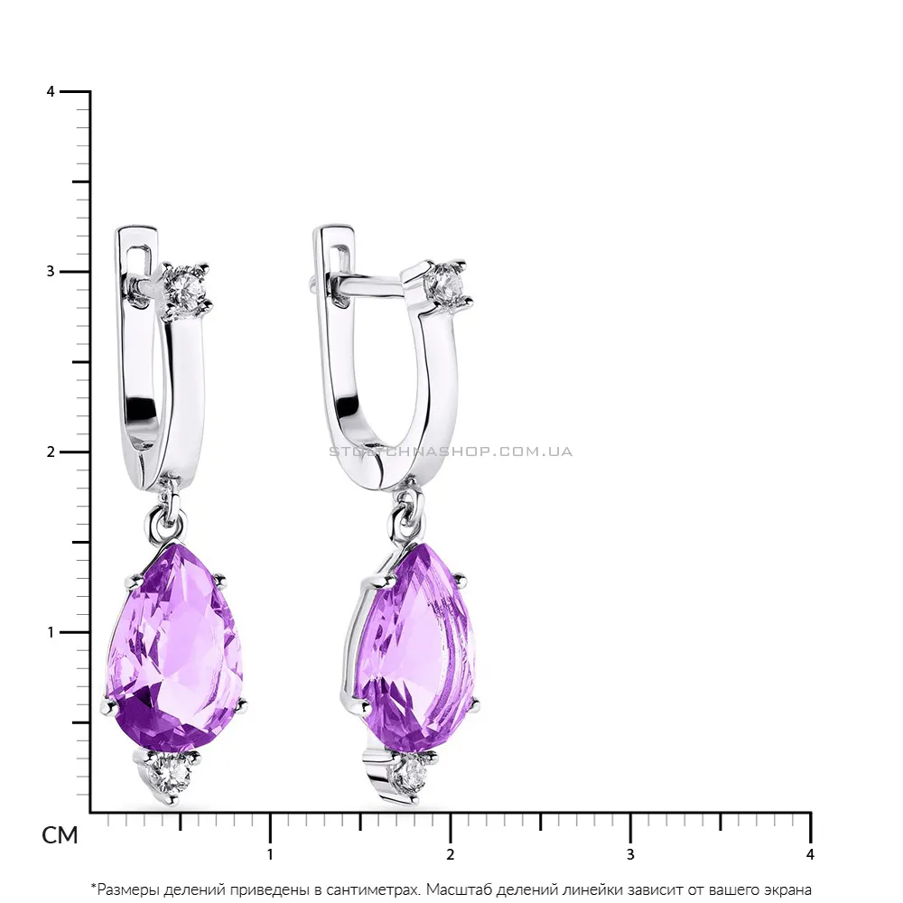 Сережки зі срібла з фіолетовими фіанітами (арт. 7502/3609цф)