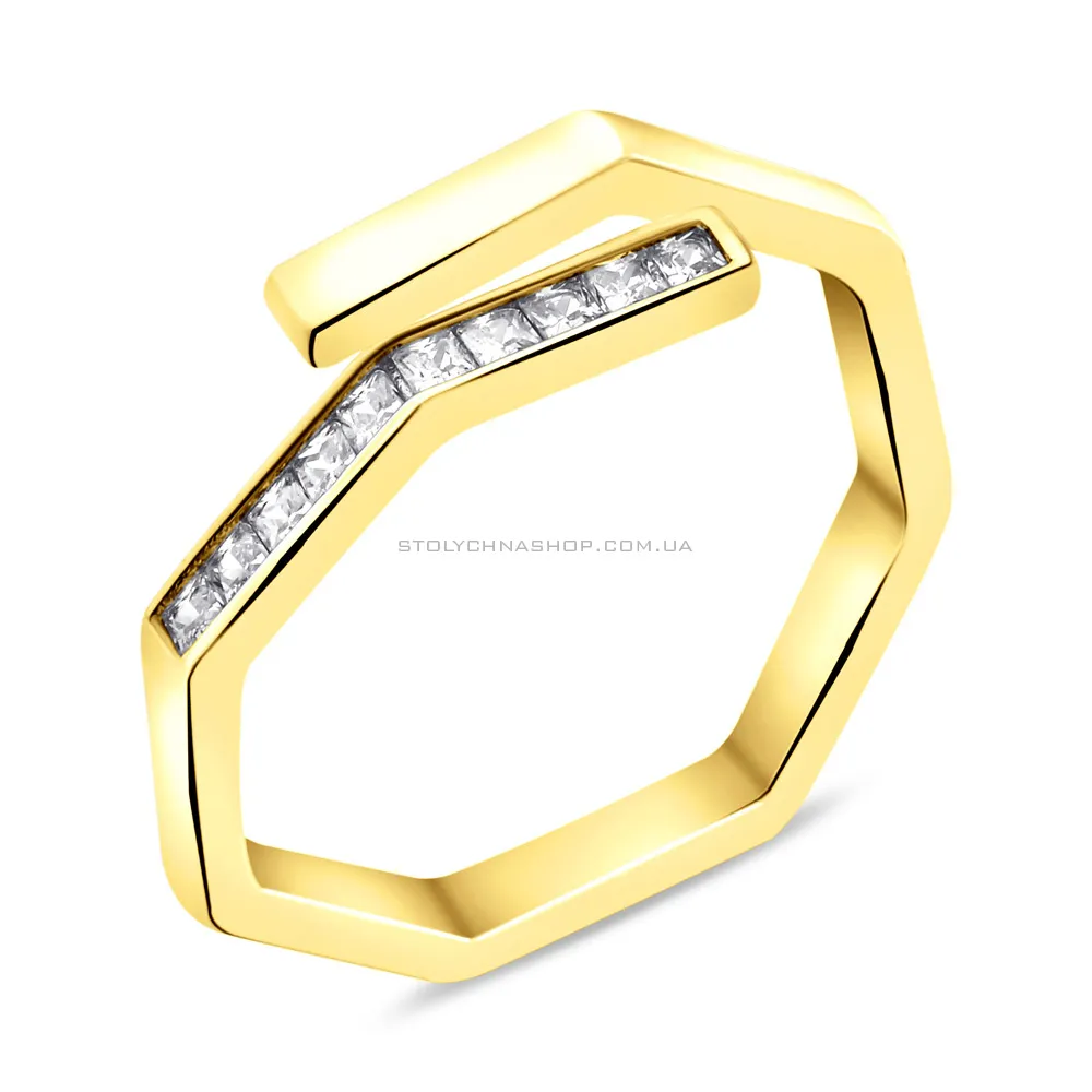 Незамкнутое кольцо из серебра с фианитами (арт. 7501/6707ж) - цена