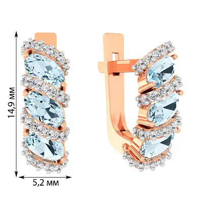 Золотые серьги с топазом и фианитами (арт. 110350Пг)