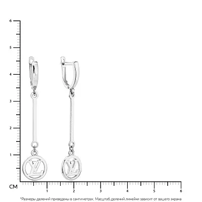 Серьги-подвески из белого золота (арт. 107015б)