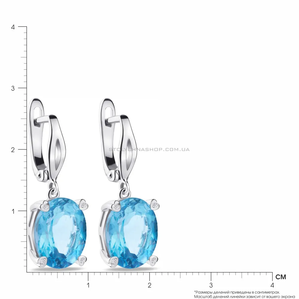 Срібні сережки-підвіски з блакитними топазами (арт. 7002/4027Пг) - 2 - цена
