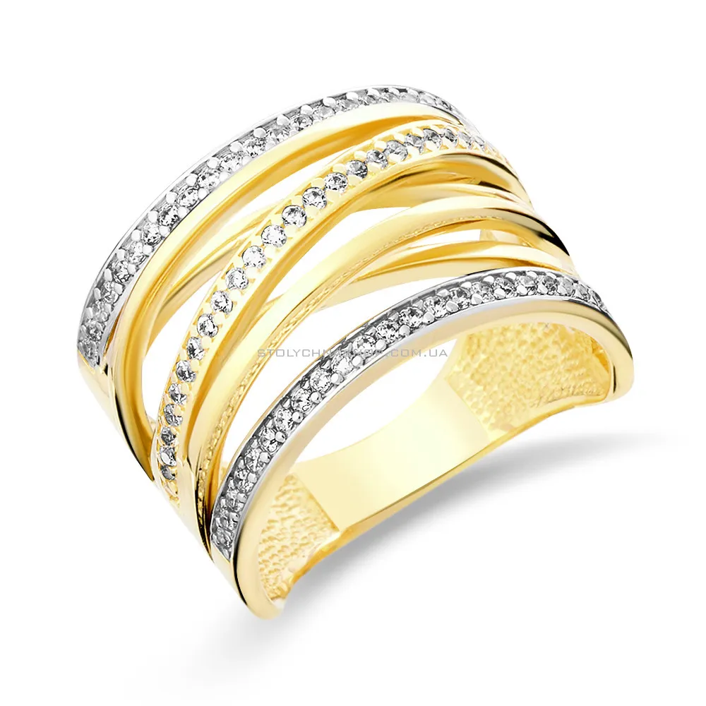 Массивное золотое кольцо Синергия с фианитами (арт. 140601ж)