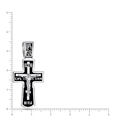 Срібний натільний хрестик з розп'яттям та емаллю (арт. 7504/333118еч)