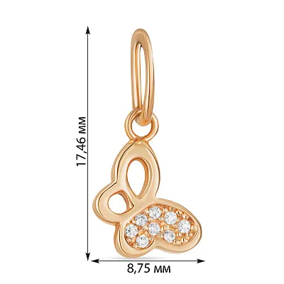 Подвеска «Бабочка» из красного золота с фианитами (арт. 423830)