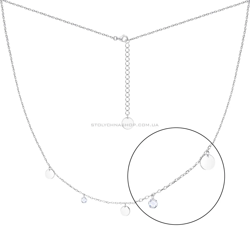 Серебряное колье «Монеты» с фианитами (арт. 7507/1082)