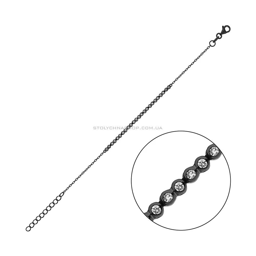Срібний браслет з чорним родіюванням з фіанітами (арт. 7509/3924ч) - цена