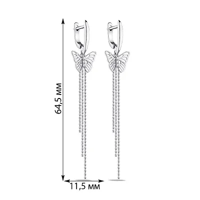 Серебряные серьги Бабочка с фианитами (арт. 7502/9014)