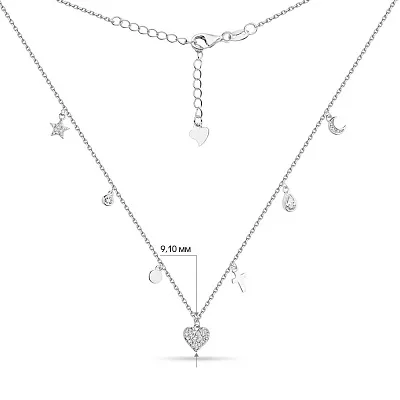 Срібне кольє з підвісками і фіанітами  (арт. 7507/1433)