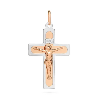 Золотой нательный крестик с распятием  (арт. 521136нкби)