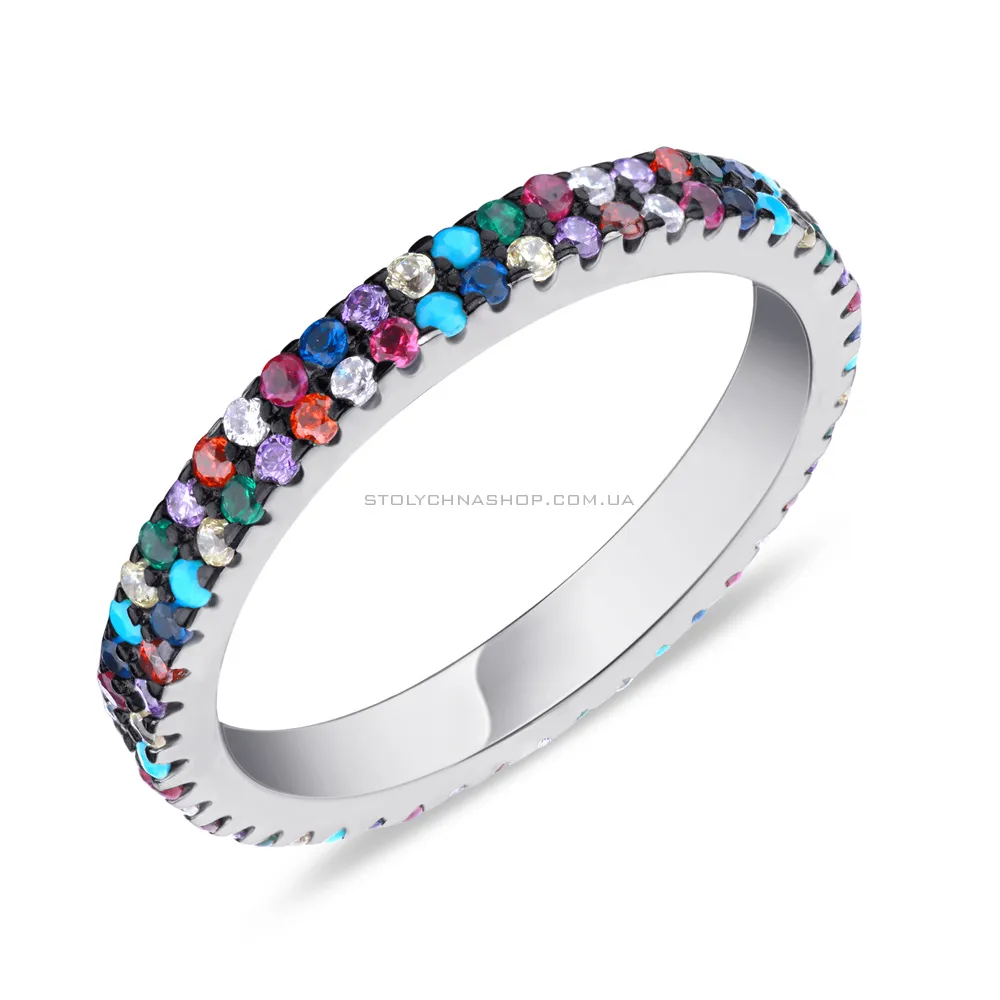 Кольцо серебряное с цветными альпинитами  (арт. 7501/5129а) - цена