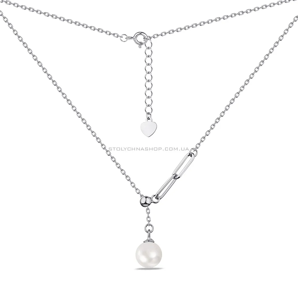 Срібне кольє з перлиною (арт. 7507/2134жб) - цена