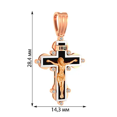 Золотий хрестик з розп'яттям та емаллю (арт. 501639ч)