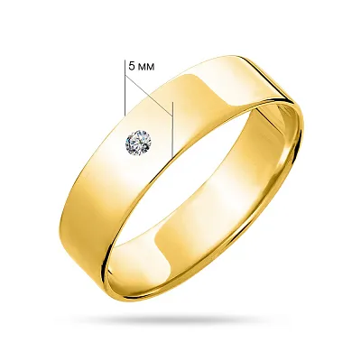 Обручальное золотое кольцо с бриллиантом 1 карат (арт. К239180ж)