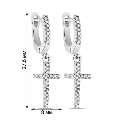 Серьги-подвески из серебра Крестики с фианитами (арт. 7502/4465)