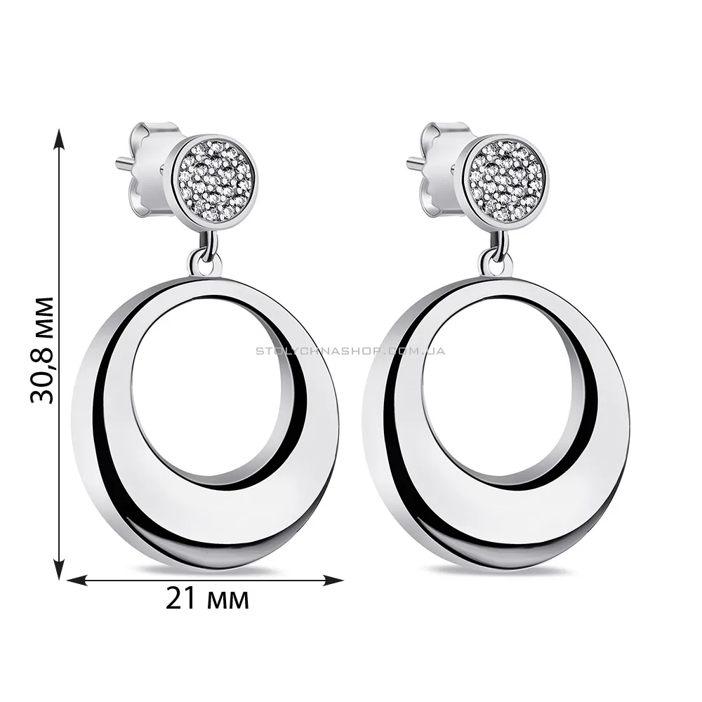 Срібні сережки-пусети з фіанітами (арт. 7518/6670) - 2 - цена