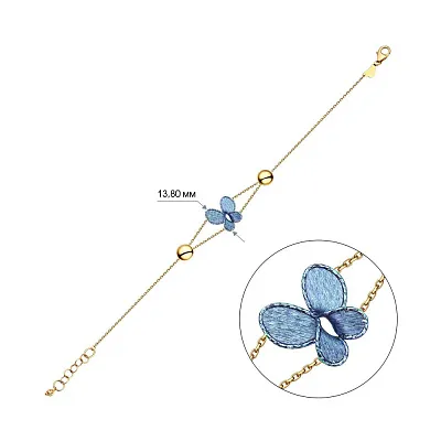 Золотий браслет Francelli з синім метеликом (арт. 325195жс)