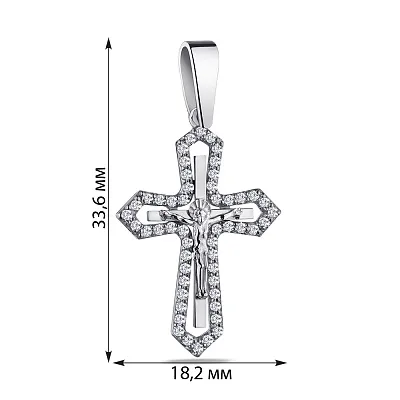 Православний хрестик срібний з фіанітами (арт. 7504/2-0224.0.2)