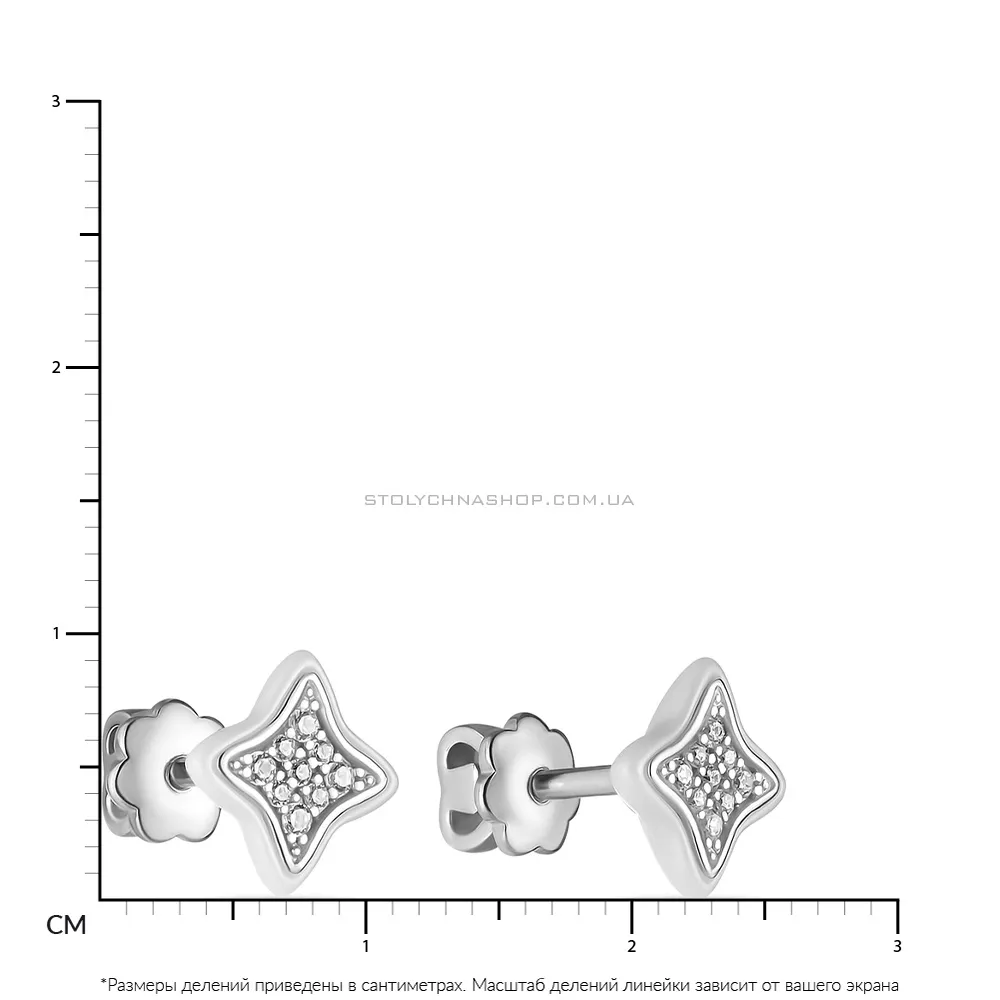 Срібні пусети з керамікою і фіанітами (арт. 7518/2629б053)