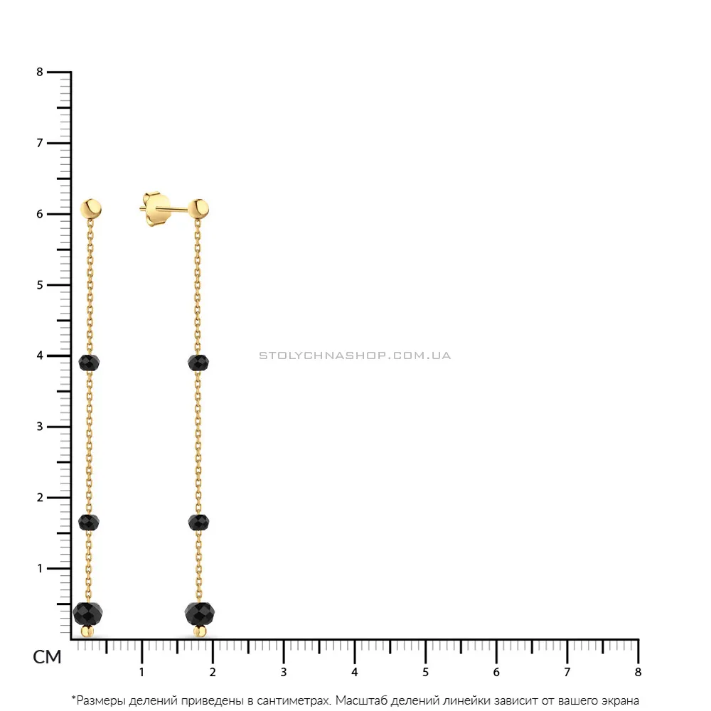 Золотые серьги с ониксом (арт. 106798жо) - 2 - цена