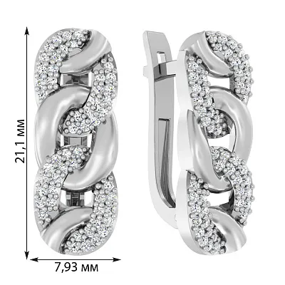 Золоті сережки "Ланки" з фіанітами (арт. 110289б)