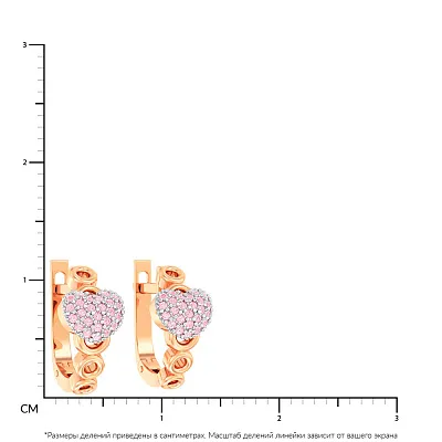 Детские золотые серьги с розовыми фианитами  (арт. 110486р)