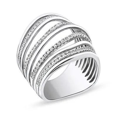 Широкое кольцо из серебра с фианитами  (арт. 05012662)