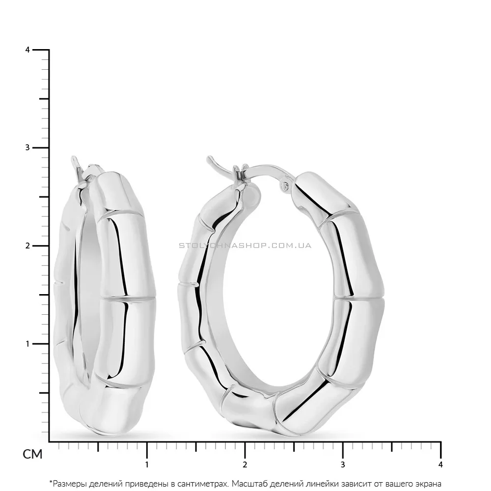 Масивні сережки-кільця Francelli з білого золота  (арт. е108743/30б) - 2 - цена