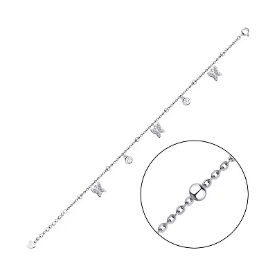 Браслет зі срібла Метелики з фіанітами (арт. 7509/4144)