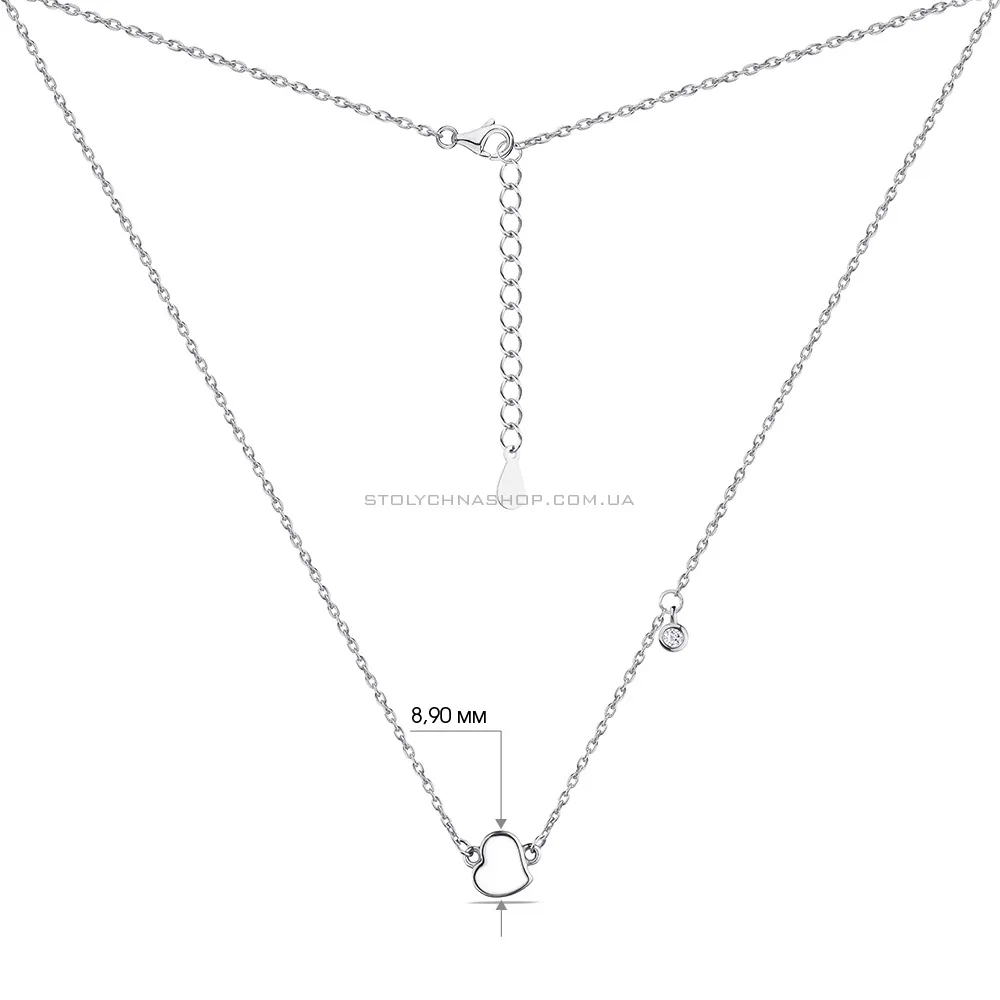 Колье серебряное "Сердце" с эмалью и фианитом  (арт. 7507/1181еб)