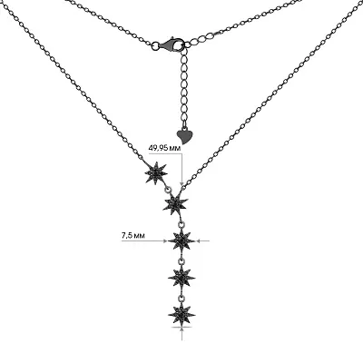 Колье из серебра Звезды с черными фианитами (арт. 7507/1213чч)