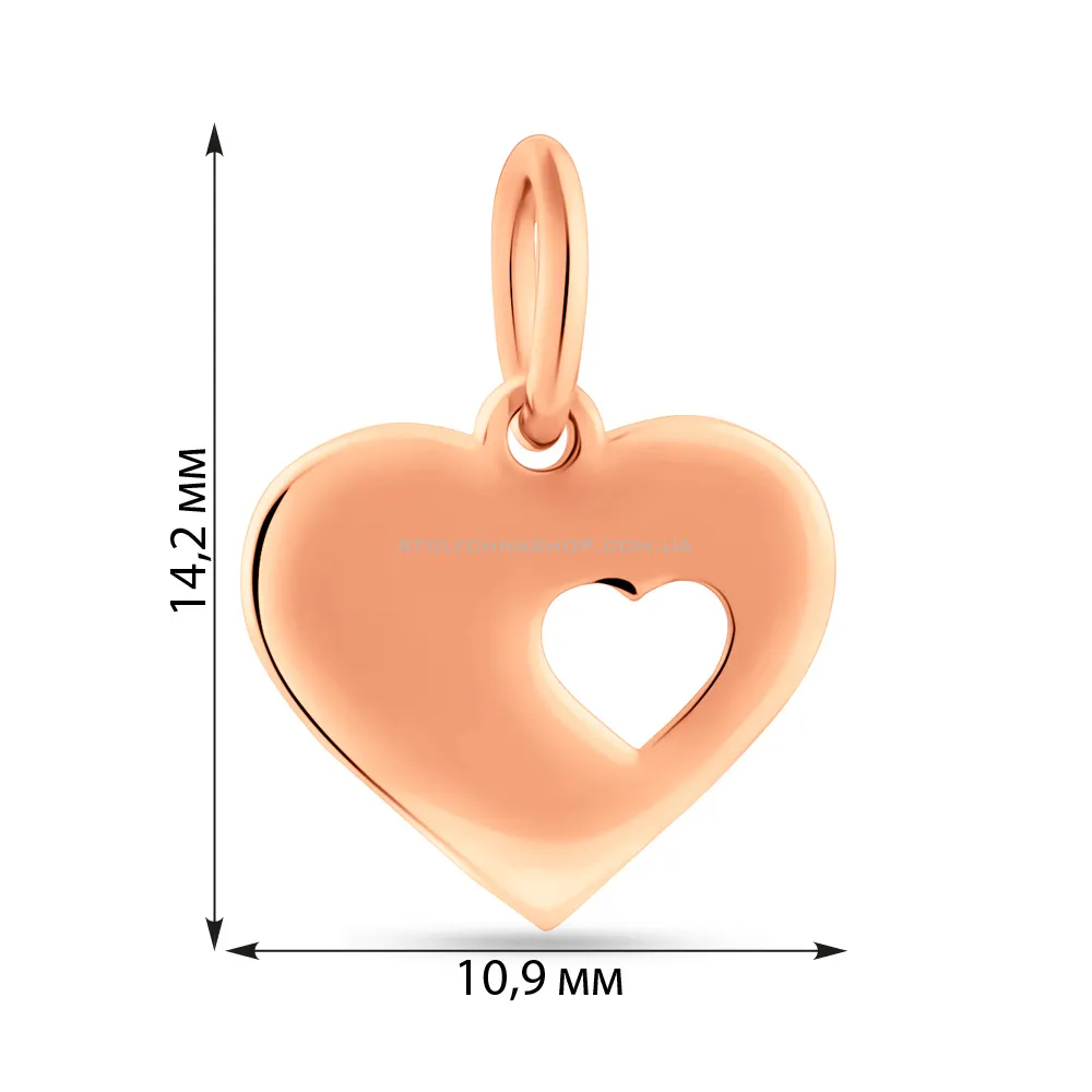 Золотой подвес в форме сердца (арт. 424734) - 3 - цена