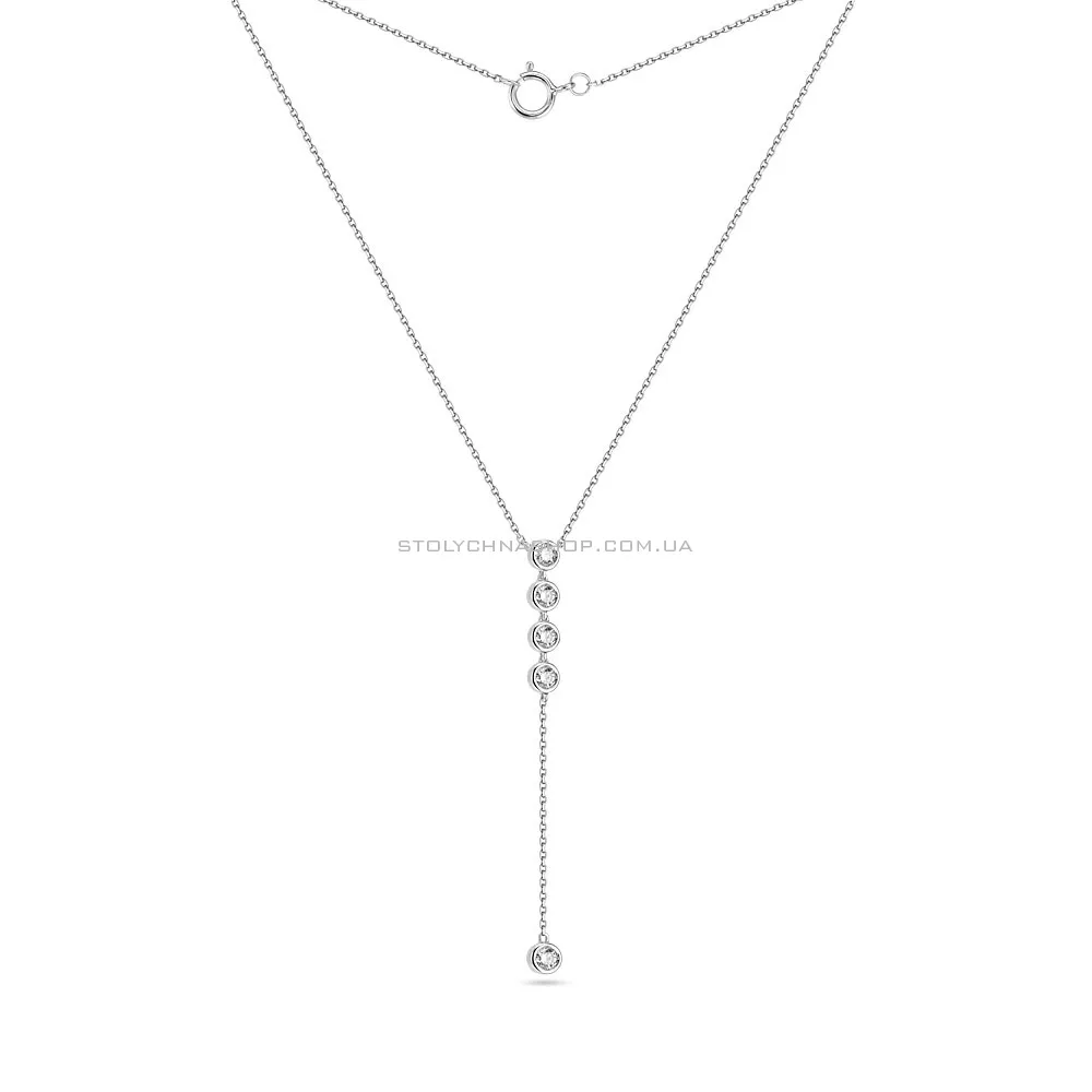 Кольє-краватка з білого золота з діамантовою доріжкою (арт. Ц341283020б) - 2 - цена