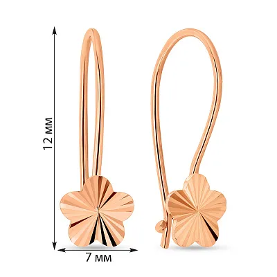 Сережки для дітей з червоного золота з алмазною гранню  (арт. 108704/1)