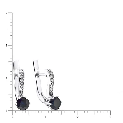 Срібні сережки з сапфіром і фіанітами (арт. 7002/2345/9С)
