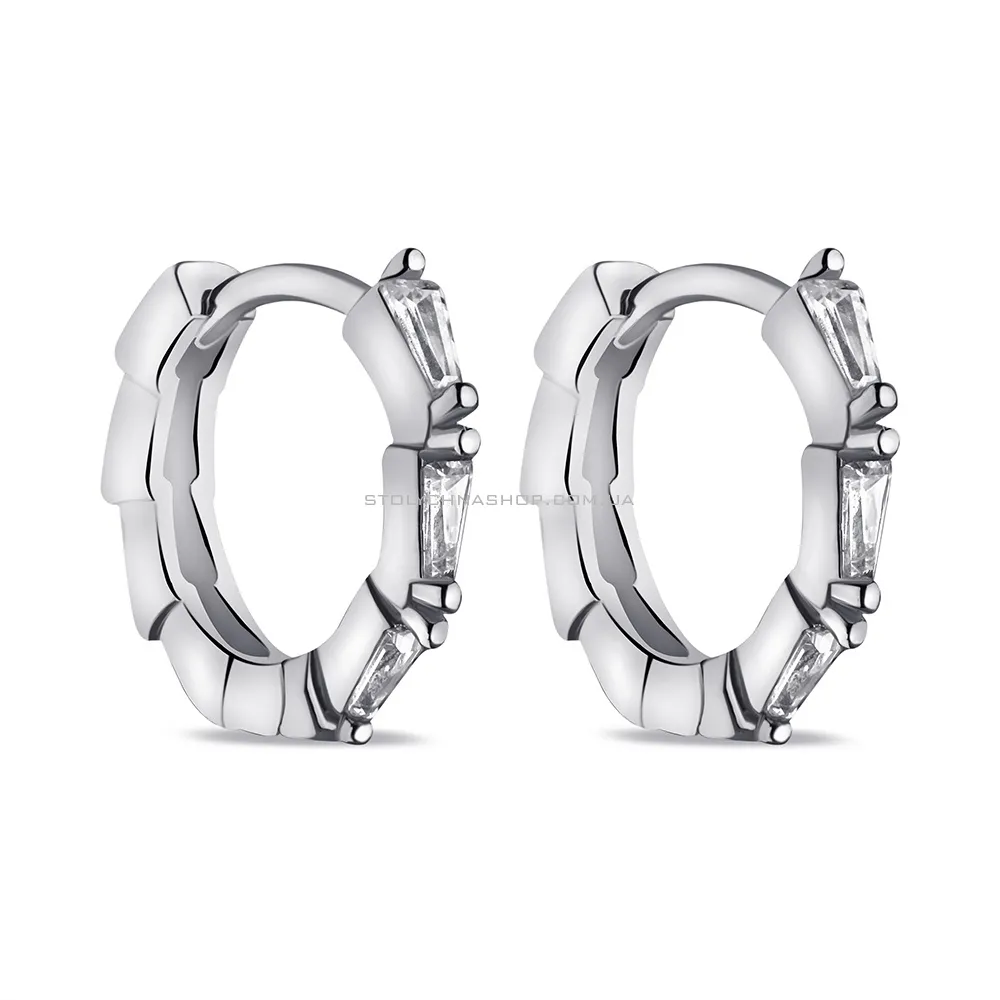 Срібні сережки-кільця з фіанітами (арт. 7502/9432/10) - цена