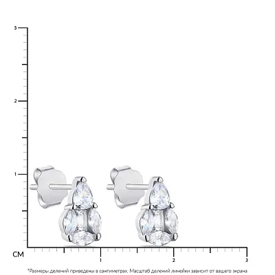 Сережки-пусети срібні з фіанітами  (арт. 7518/6258)