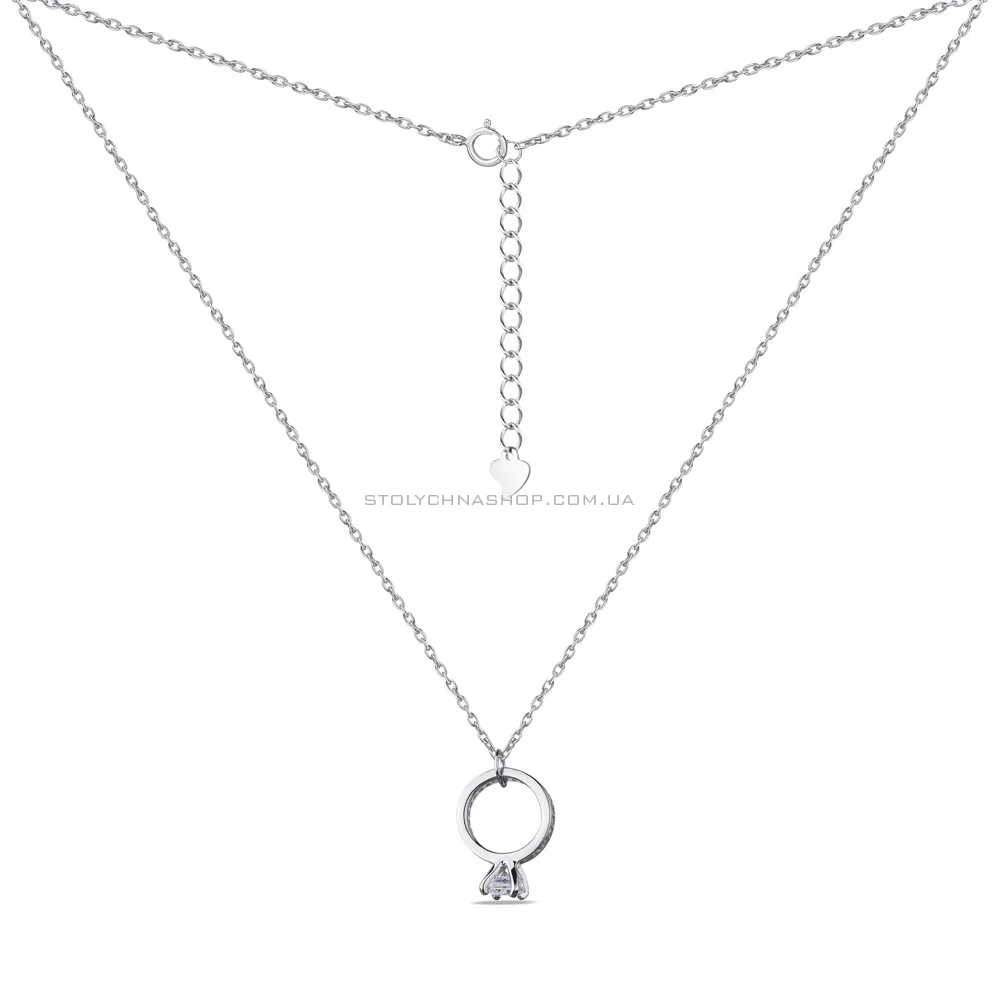 Серебряное колье "Помолвочное кольцо" с фианитом (арт. 7507/1221)