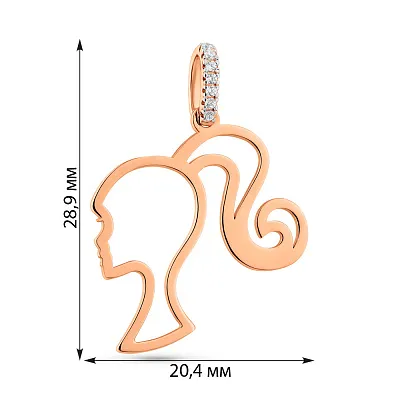 Золотий підвіс Барбі з фіанітами (арт. 440969)