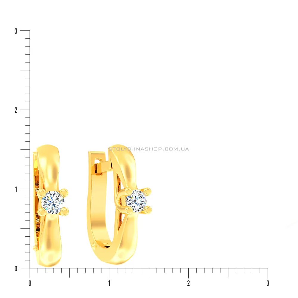 Золоті сережки з діамантами  (арт. С011004015ж) - 2 - цена